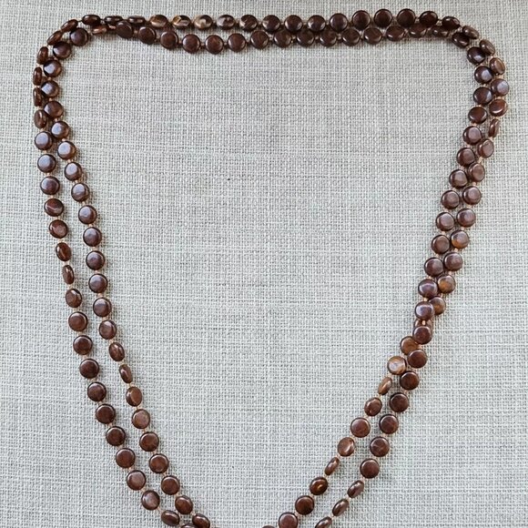 Women Necklace Brown Plastic Beads Long Necklace Fashion Jewelry Unbranded - Picture 6 of 11